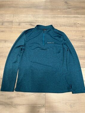 Oakley Teal Blue Heather Quarter-Zip Pullover